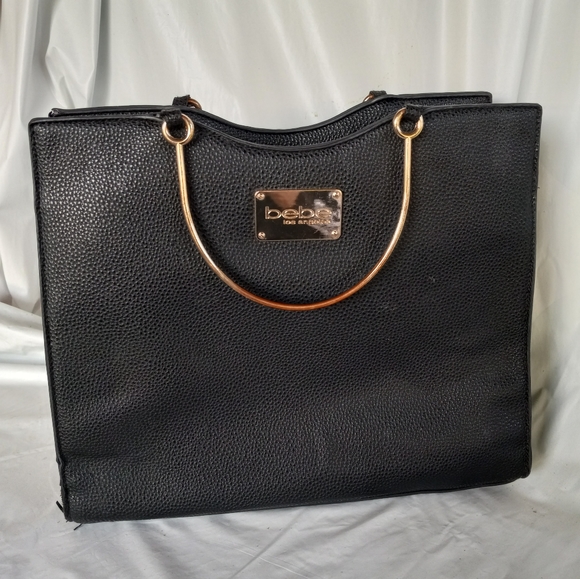 bebe Handbags - Bebe Handbag Purse Leather Black and Gold